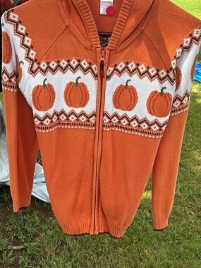 Gymboree Orange Pumpkin Zip-Up Sweater Jacket